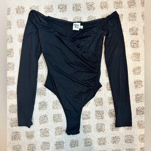 Princess Polly Black Twist Front Long Sleeve Bodysuit